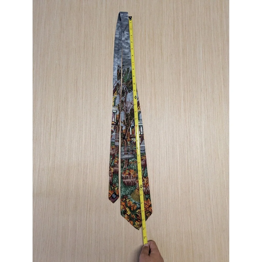 Tango by Max Raab Americana Series Arrival Silk Tie Fall Landscape Dog USA